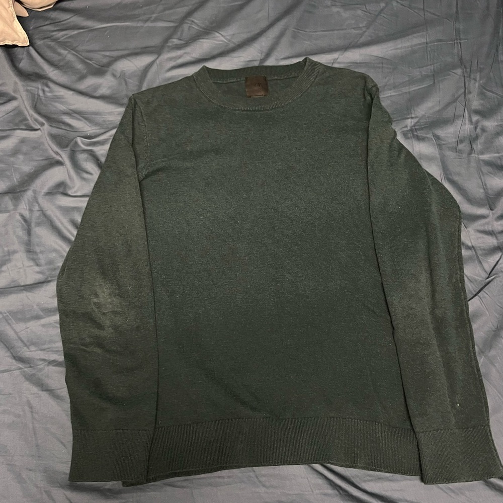 H&M Blue Crewneck Sweater with Ribbed Cuffs